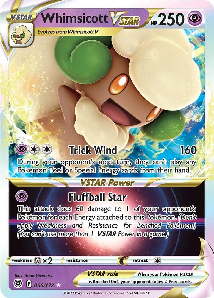 Whimsicott V Star Pokemon card.