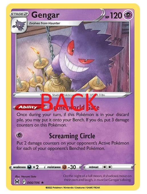 An uncut Pokemon card for the back of the 3D card.